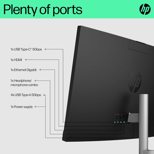HP 24-cr0018ne All-in-One PC, 23.8" FHD, 13th Gen. Intel® Core™ i5 processor, 8GB RAM, 512 GB SSD, Intel® Iris® Xe Graphics, Windows 11 Home, Jet Black - 9C9G9EA (Open Box)