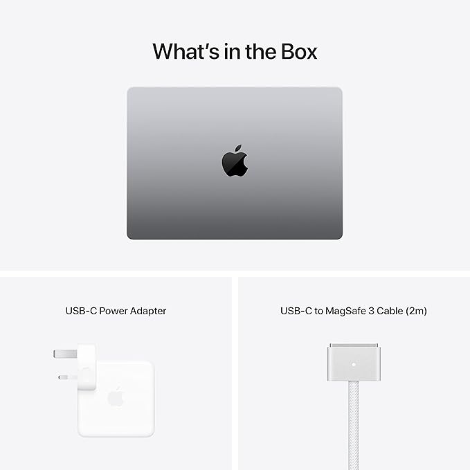 Apple 2021 MacBook Pro (14-inch, Apple M1 Pro chip with 8 core CPU and 14 core GPU, 16GB RAM, 512GB SSD) - Space Grey; English (Renewed)